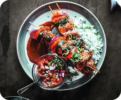 Beef Skewers with Rice